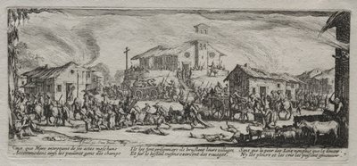 The Large Miseries of War: Pillaging and Burning of a Village, 1633. af Jacques Callot