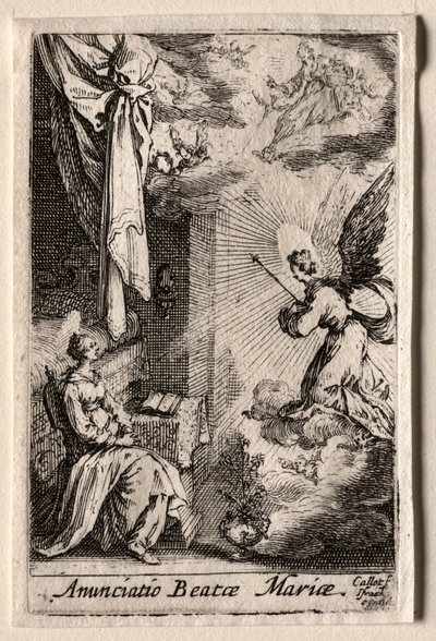 Jomfruens liv: Bebudelsen. af Jacques Callot