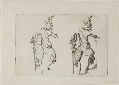 Manden set bagfra med et stort sværd, fra The Caprices af Jacques Callot