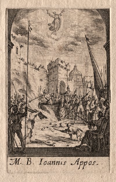 Apostlenes martyrium: Evangelisten Johannes af Jacques Callot