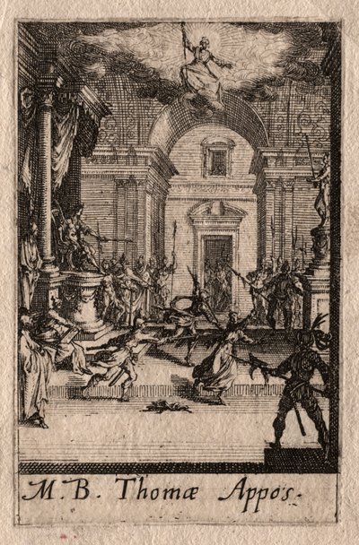 Apostlenes martyrium: Sankt Thomas. af Jacques Callot