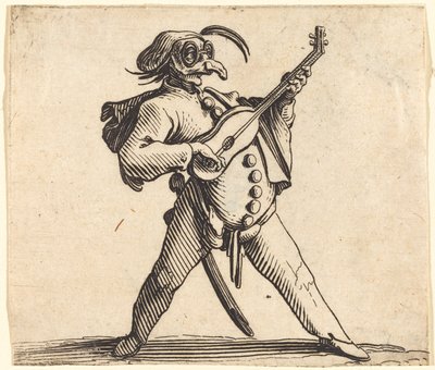 Den maskerede komiker spiller guitar af Jacques Callot