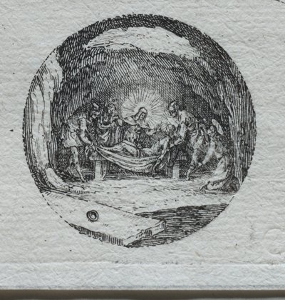 Lidenskabens mysterier: gravlæggelsen. af Jacques Callot