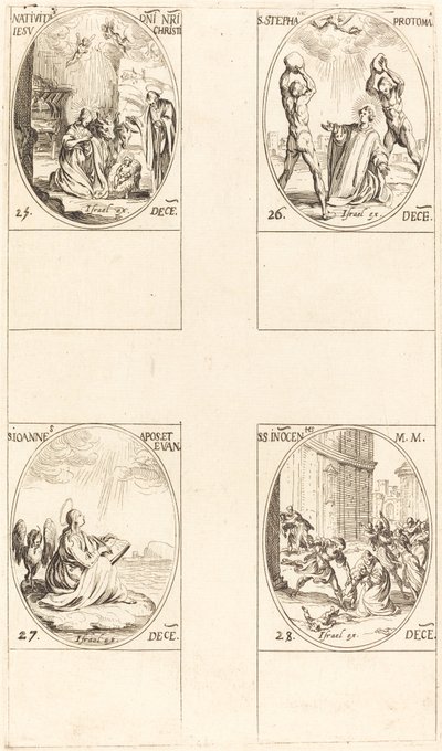Fødselen, St. Stephen, St. John, Hellige Uskyldige. af Jacques Callot