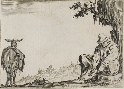 Bonden, der fjerner sine sko, fra The Caprices af Jacques Callot