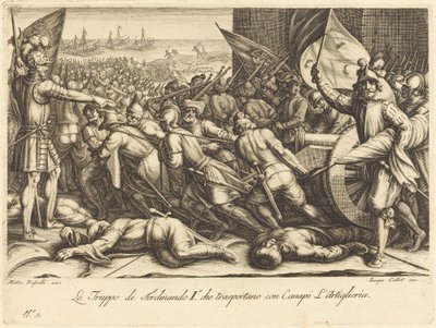 Troppernes genindskibning, ca. 1614. af Jacques Callot