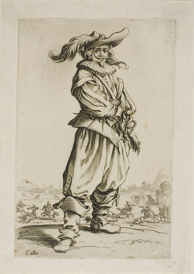 Soldaten med en Plumed Hat, tallerken tre fra La Noblesse af Jacques Callot