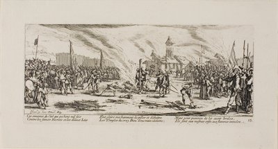 The Stake, planche 13 fra Krigens elendighed af Jacques Callot