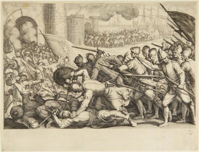 Tropperne, der tvinger porten til en by af Jacques Callot