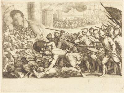 Tropper, der gennembryder en byport af Jacques Callot