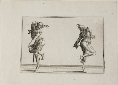 De to pantaloner vender ryggen til, fra Capricerne af Jacques Callot