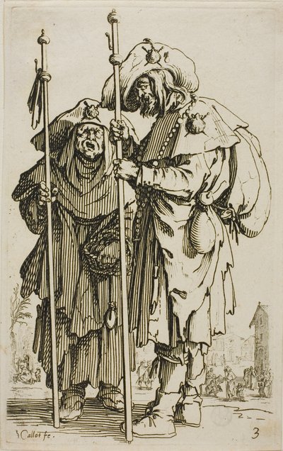 The Two Pilgrims, tallerken tre fra The Beggars af Jacques Callot