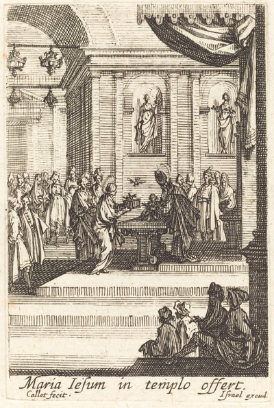Jomfruen præsenterer Jesus i templet af Jacques Callot