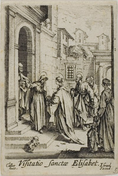 Den hellige Elizabeths besøg, fra Jomfruens liv af Jacques Callot