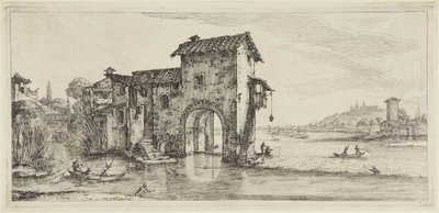 Vandmøllen, fra serien Diverse Vedute Designate in Fiorenza (Forskellige landskaber tegnet i Firenze) af Jacques Callot