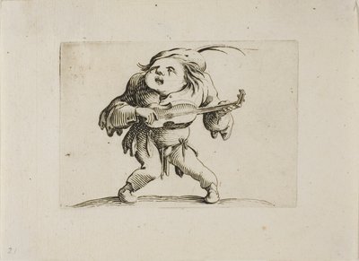 The Wobbly Man Playing the Guitar, fra Varie Figure Gobbi af Jacques Callot