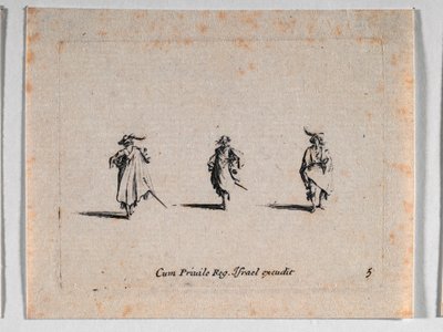 Tre kavalerer, fra Les Fantaisies de Noble J. Callot ... af Jacques Callot