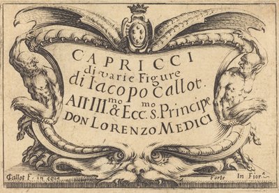 Titelblad til The Capricci, ca. 1617. af Jacques Callot