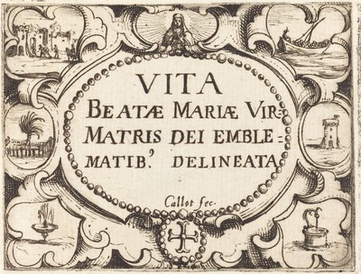 Titelside for "Jomfruens liv i emblemer" af Jacques Callot
