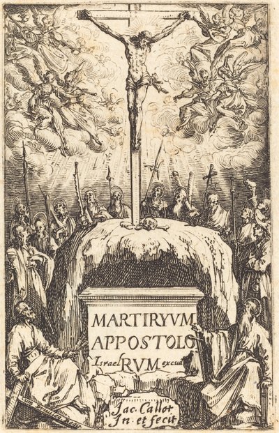 Titelside til "Apostlenes martyrdomme" af Jacques Callot