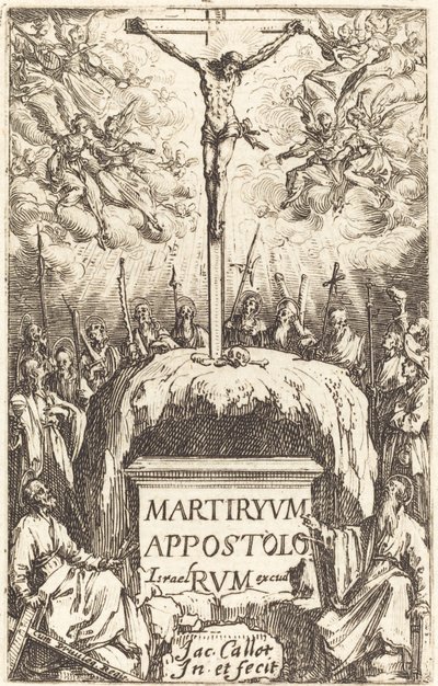 Titelside til "Apostlenes martyrdomme" af Jacques Callot