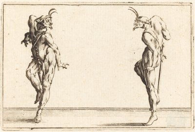 To Pantaloons danser, ca. 1622. af Jacques Callot