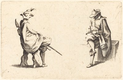To siddende figurer af Jacques Callot