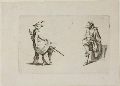 To siddende mænd, fra The Caprices af Jacques Callot