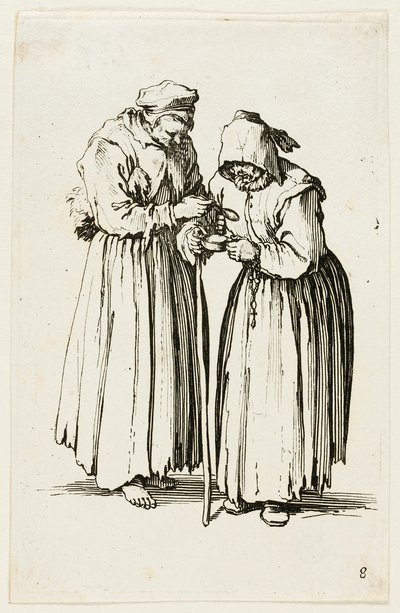 Two Women Beggars, tallerken otte fra The Beggars af Jacques Callot