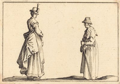 To kvinder i profil, ca. 1617. af Jacques Callot