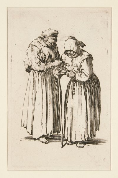 To tiggerkvinder fra The Beggars (Les deux mendiantes) af Jacques Callot
