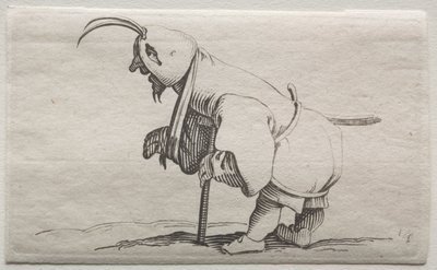 Forskellige pukkelryggede figurer af Iacopo Callot (krøbling med hætte) af Jacques Callot