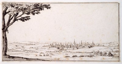 Udsigt over Nancy (pen og brunt blæk på papir) af Jacques Callot