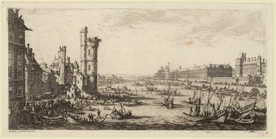 Udsigt over Louvre og den tidligere Porte de Nesle (IFF 667). af Jacques Callot