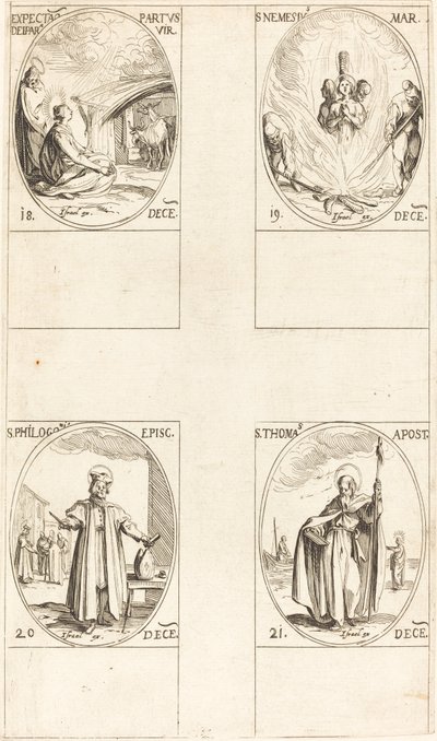 Venter på, at Jomfruen skal føde; Sankt Nemesius; Sankt Philogonius; Sankt Thomas af Jacques Callot