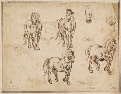 Studier af heste [recto] af Jacques Callot after Antonio Tempesta