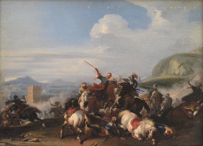 Kampscene med tyrkisk kavaleri af Jacques Courtois