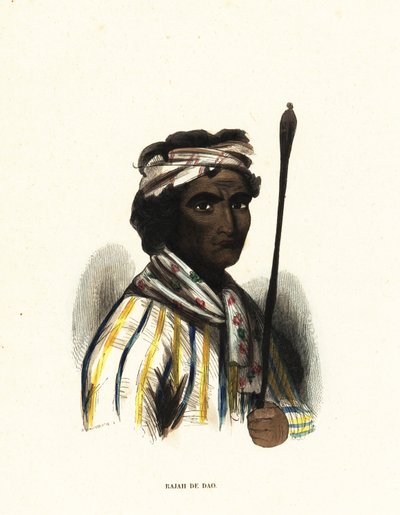 Make-Tetti, Raja of Dao, Maluku-øerne, Indonesien af Jacques Etienne Victor (after) Arago