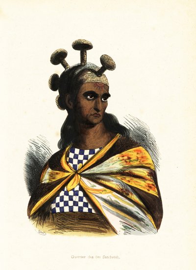 Kriger fra Hawaii-øerne af Jacques Etienne Victor (after) Arago