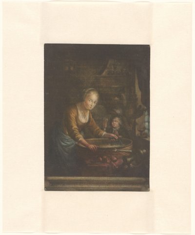 Ung kvinde hakker løg af Jacques Fabien Gautier Dagoty (attributed to)