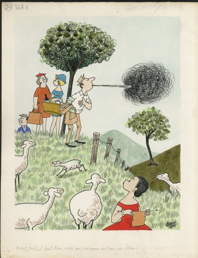 Jours de France, farverig satire af Jacques Faizant