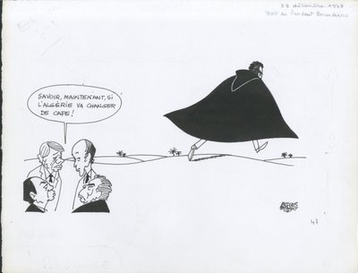 Le Figaro, satire i sort/hvid af Jacques Faizant