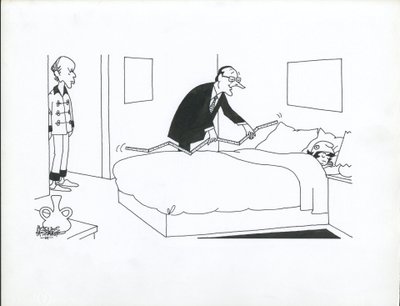 Le Figaro, satire i sort/hvid af Jacques Faizant