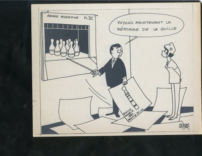 Le Figaro, satire i sort/hvid af Jacques Faizant