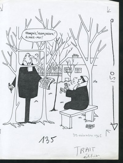 Paris-Presse, Satirisk i B  W af Jacques Faizant