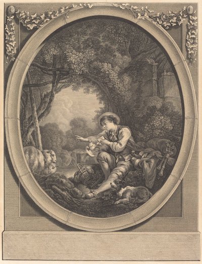 Kurerens Afgang af Jacques Firmin Beauvarlet after François Boucher