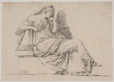 Allegori. Sørgende kvindefigur af Jacques Francois Joseph Saly