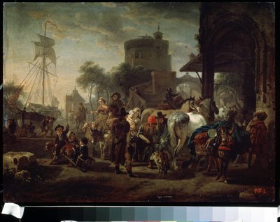 Hestemessen (En hestemesse). Maleri af Jacques-Francois (Jacques Francois) Joseph Swebach (1769-1823). Olie på lærred, 24 x 42 cm af Jacques Francois Joseph Swebach
