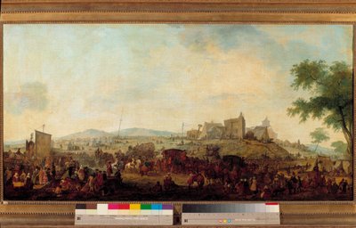 Udsigt over den militære manøvrelejr etableret under kommando af prinsen af Conde nær Saint Omer fra 5. august til 25. september 1788. Dette er Louis V Joseph de Bourbon-Conde (1736-1818). Maleri af Jacques Francois Joseph Swebach (1769-1823) 1788 Su af Jacques Francois Joseph Swebach