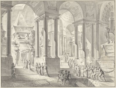 Begravelse i et fantaseret klassicistisk interiør af Jacques François Blondel
